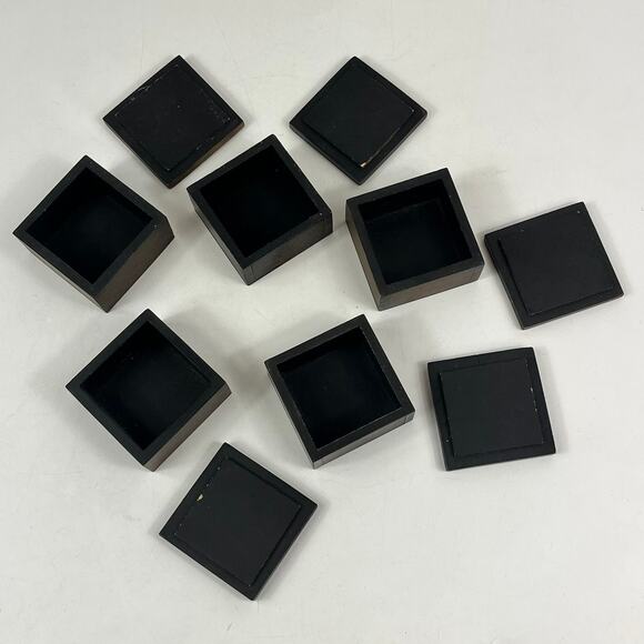 Safari Trinket Boxes Lot of 5 Vtg Hand Carved Wood Floral Vine Tribal Decor Leaf - Picture 5 of 11